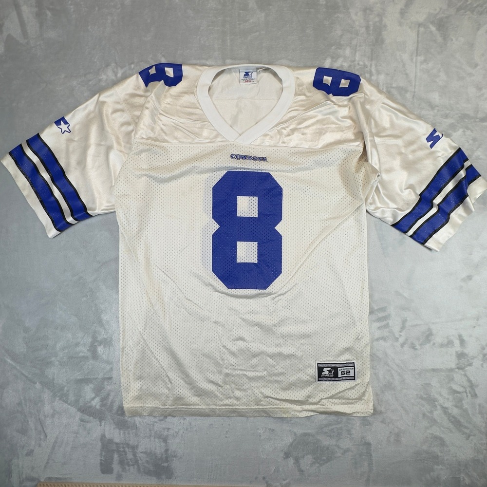 Vintage Starter Troy Aikman #8 Dallas Cowboys NFL Jersey 52 XL White‎ 1995